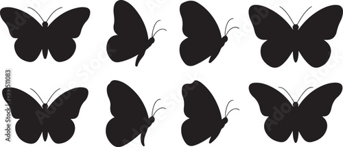 Monarch butterfly silhouettes collection silhouette icon set