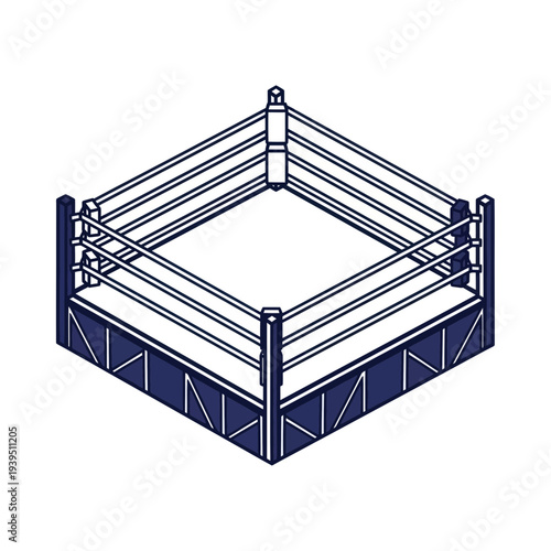 Wrestling Ring Isometric View - Combat Arena Illustration