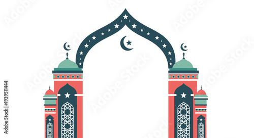 Happy Eid al Fitr, IDUL FITRI means Eid al Fitr. Eid Mubarak Icon Design with Islamic Element