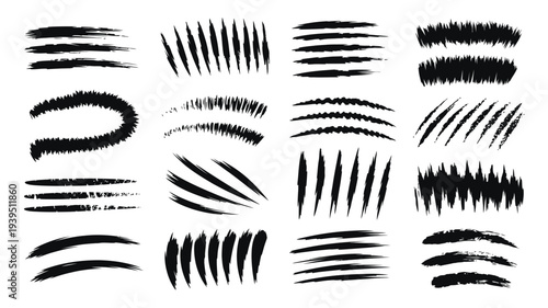 A textured assortment of rough, hand-drawn black scratch marks and grunge brush strokes is displayed.