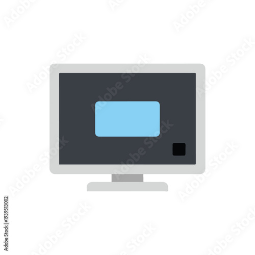 Flat Design Computer Monitor Icon, Modern Technology Visuals