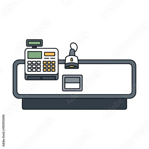 Minimalist Cash Register, Scanner, and Checkout Counter Icon
