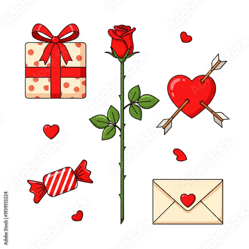 Fotografija Vector flat design illustration of a romantic Valentine's Day composition featur