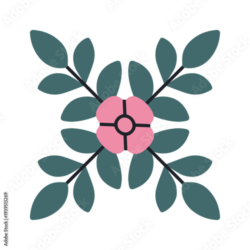 Decorative element of classic floral ornament in classicism style. Can be used in invitation, cover or title page design, as packaging, textile or branding element. Vector illustration. 