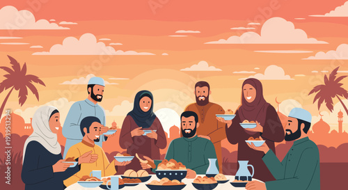 Happy Eid al Fitr, IDUL FITRI means Eid al Fitr. Eid Mubarak Icon Design with Islamic Element