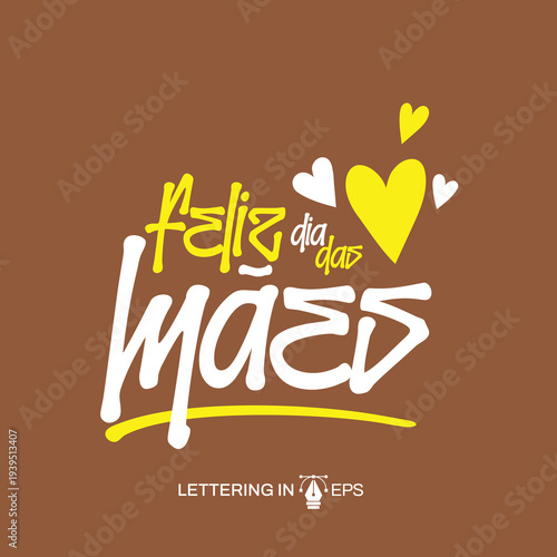 Lettering Feliz Dia das Mães Social Media EPS Editável