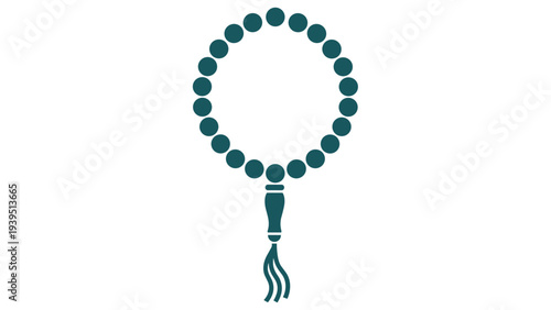Simple teal prayer beads icon for spiritual concepts