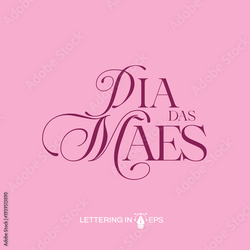 Lettering Feliz Dia das Mães Social Media EPS Editável