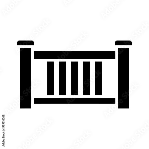 Fence icon silhouette for garden or property boundary minimalist flat design