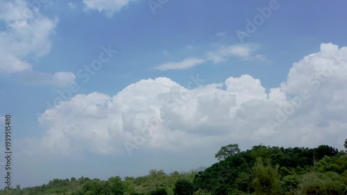 Tropical Mountain Landscape with Towering Cumulus Clouds