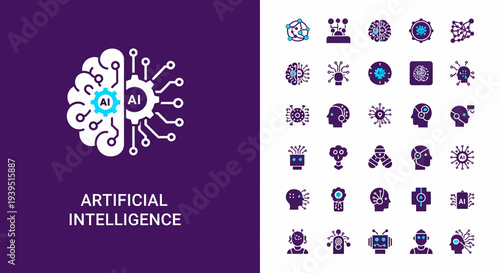 Collection of Artificial Intelligence Icons and Symbols for Technology and Innovation