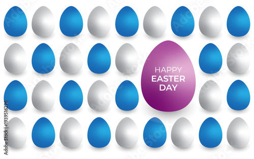 Happy Easter Day Greeting with Colorful Egg Pattern Background
