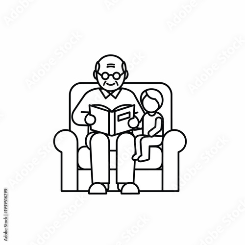 Grandfather Reading to Grandchild