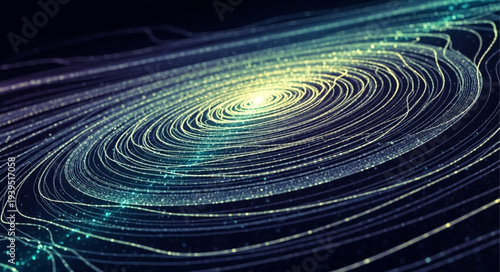 Futuristic Digital Data Stream Visualization.