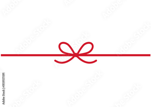 紅白の水引のシンプルなイラスト素材 リボン　年賀状2027 