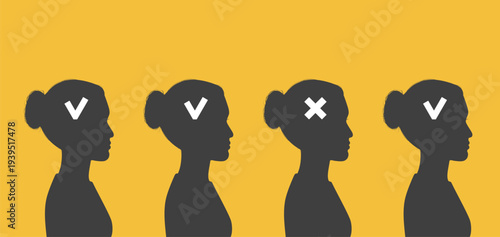 Women with checks and crosses in their heads.