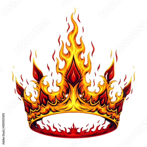 Fiery crown vector illustration featuring a regal fiery design element perfect for creative projects requiring a bold emblem