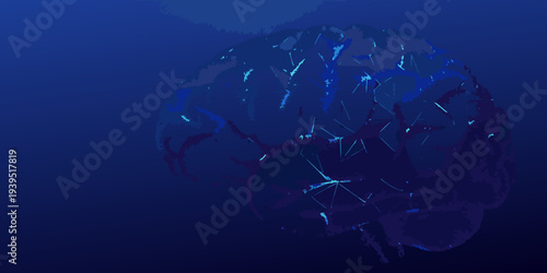 Abstract digital rendering of a crab against a dark blue background