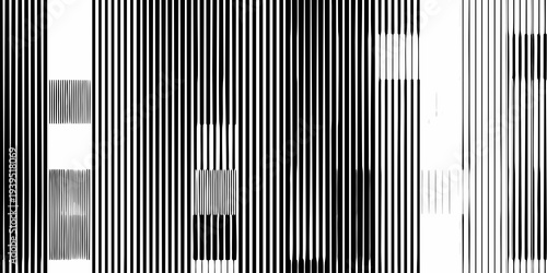 Abstract black and white vertical lines with scattered rectangular shapes