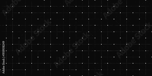 Abstract grid of white dots against a solid black background