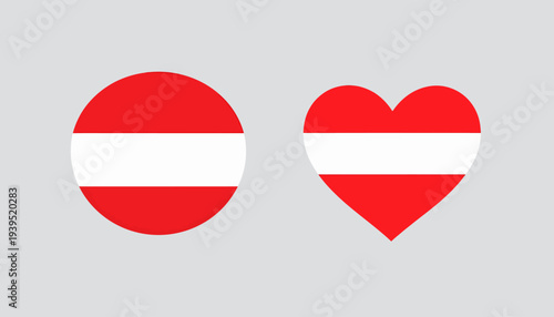 Free Download Vector illustration set featuring the national flag of Germany and Austria in heart and circle shapes as a 3d icon group for Europe - GFXLoad