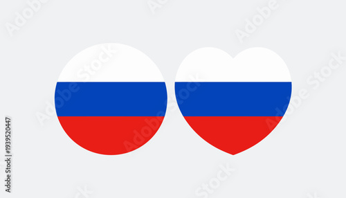 Free Download A vibrant graphic illustration showcasing the national colors of Russia within a classic circular emblem and a symbolic heart shape, representing deep patriotic sentiment and national identity - GFXLoad