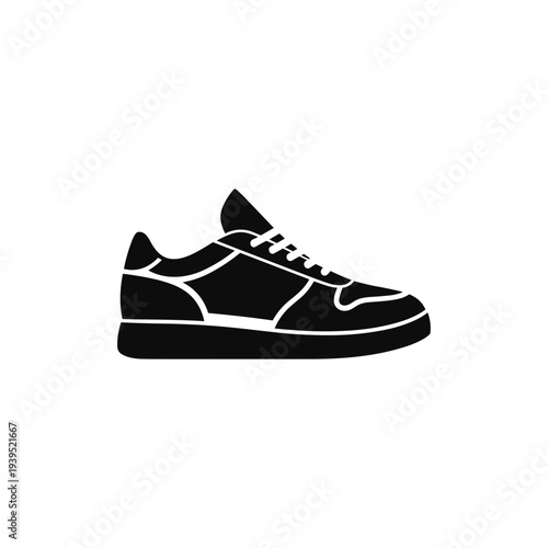 Black Sneaker Shoe with Laces.