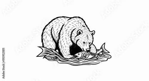 Bear catching fish in water