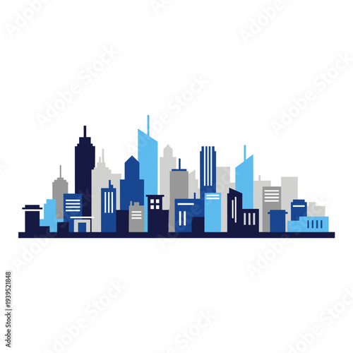Blue City Skyline Illustration Design.