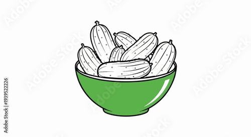 A bright green bowl overflows with a pile of fresh, raw cucumbers