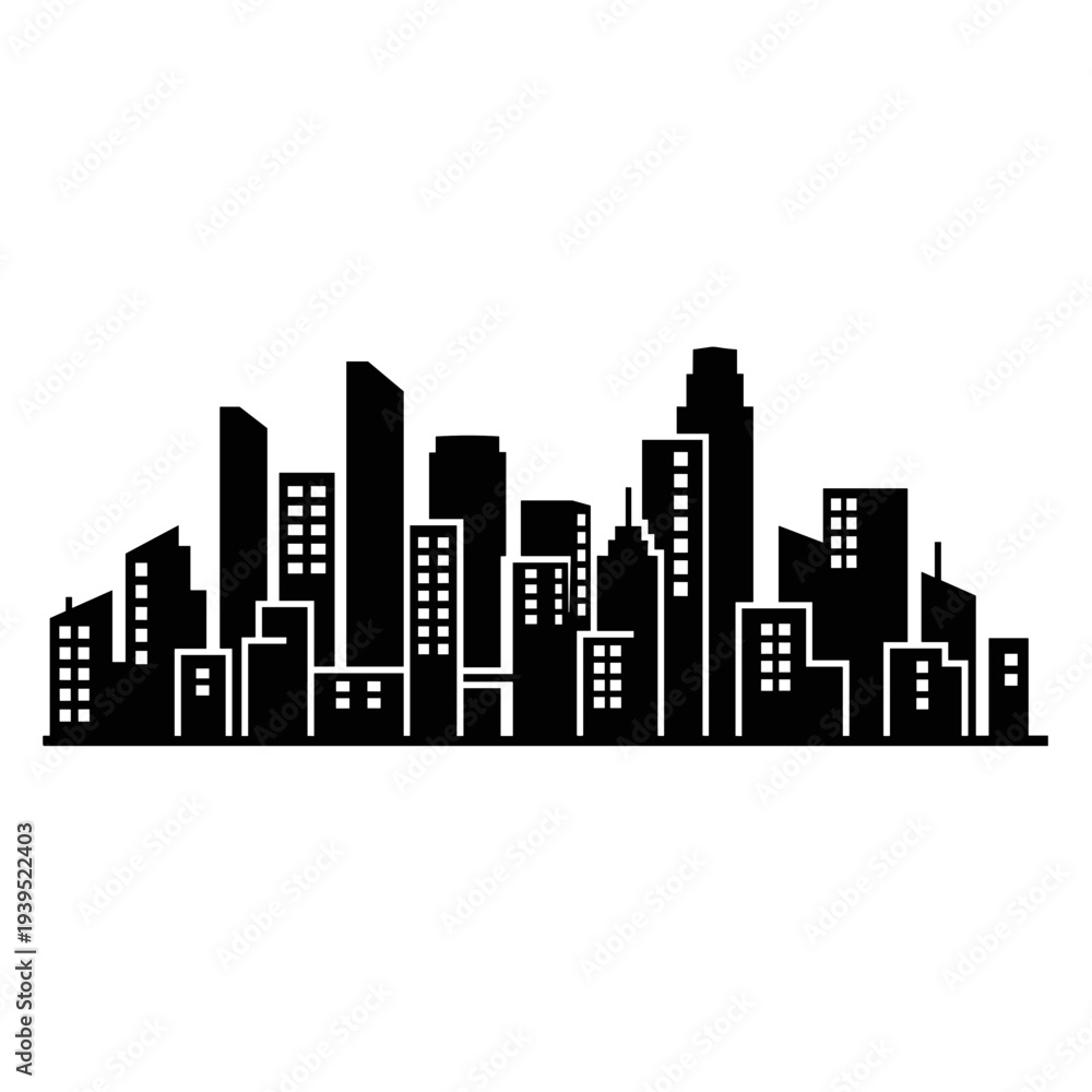 Fototapeta premium City Skyline Silhouette Vector Art.
