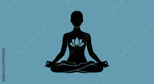 Serene vector eps illustration of a person meditating in lotus position