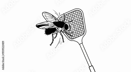 A fly is caught in the mesh of a fly swatter