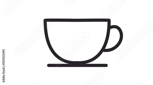 Clean black line vector icon of a coffee cup, representing hot drinks, cafés, breakfast, beverages, hospitality, and relaxation. Minimalist and modern design ideal for UI/UX interfaces, apps, websites
