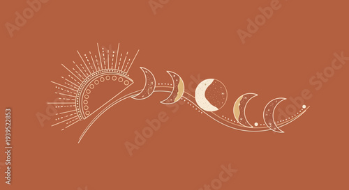 Vector illustration of celestial bodies in eps format on brown background
