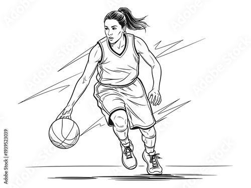 female basketball sketch vector