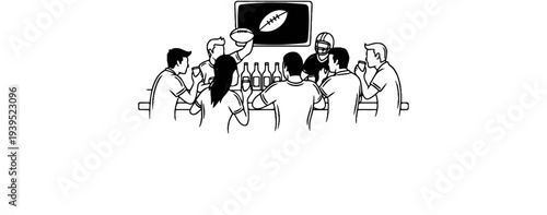 Friends gather at a bar watching a football game on TV, holding drinks