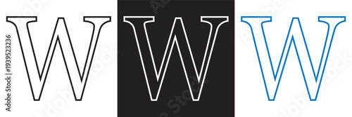 Vector Alphabet Letters Styles. Collection of stylized vector alphabet letters Z, Y, X, and W in different colors and outline styles, suitable for typography, logos, and design projects.EPS10/AI.