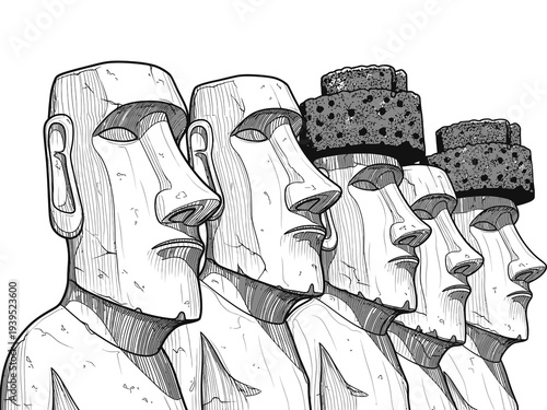 Moai giant stone statues vector