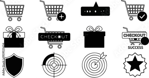 Collection of e-commerce and target-related icons