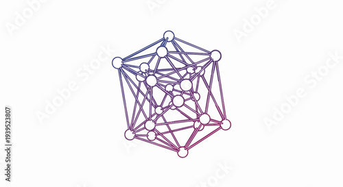 Interconnected geometric nodes with radiating lines, forming a complex web structure