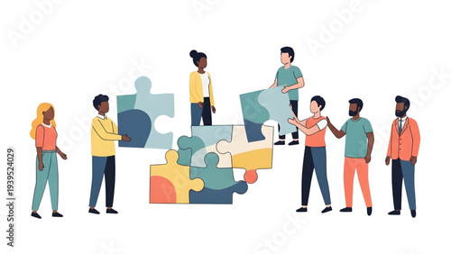 Teamwork Puzzle Collaboration Concept – Business Partnership, Transparent SVG Illustration