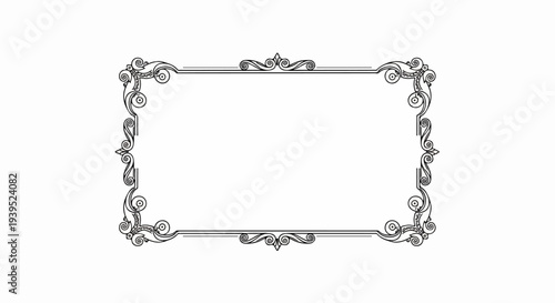 Ornate rectangular frame with swirling decorative elements and double horizontal lines