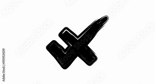 Black brush stroke check mark symbol on white background