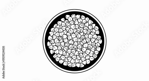 Stylized depiction of a bowl of buckwheat groats, a healthy grain