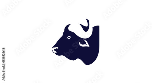 Minimalist Buffalo Head Silhouette Icon Vector Art