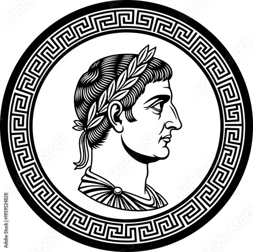 roman emperor with laurel wreath medallion