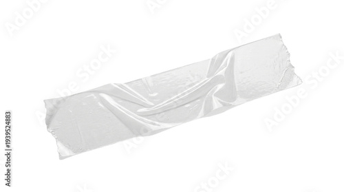 Photography Transparent plastic wrapper sleeve isolated on white background, crumpled clear