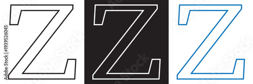 Vector Alphabet Letters Styles. Collection of stylized vector alphabet letters Z, Y, X, and W in different colors and outline styles, suitable for typography, logos, and design projects.EPS10/AI.