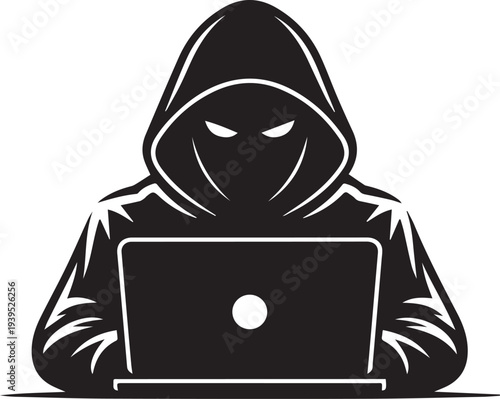 Flat Vector Illustration of a Computer Hacker for Security Breach Design